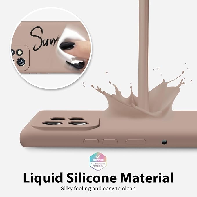 oakxco for Motorola Moto Edge Plus 2023 Case Silicone, Thin Slim Grip Soft Rubber Gel Protective Phone Case for Women, Matte Plain Solid Color Aesthetic Cute Girly Case with Camera Cove, Brown Fall