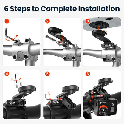 Out-Front Bike Phone Mount – 4-Point Buckle Quick Release | Aluminum CNC Holder with Light/GoPro Mount | Fits 4.0–6.7” Smartphones | Road Cycling
