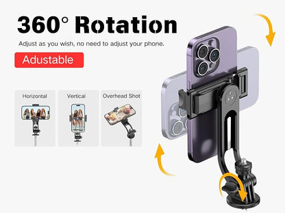 Selfie Stick Tripod, 52 Inch Extendable Travel Phone Tripod, FORGERAY C13 Bluetooth Remote Tripod with Umbrella Base for iPhone Android Vlog Selfie Recording