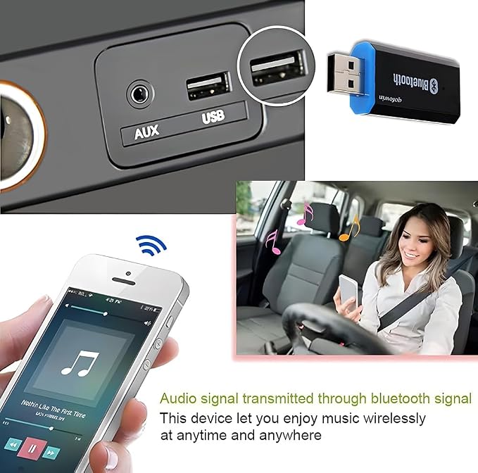 USB Bluetooth Receiver Adapter, Wireless Audio Adapter Car Kit Music Receiver for Home Stereo/Car Stereo Sound System Speakers with 3.5mm Cable.(Aux in) (Yet-M1)