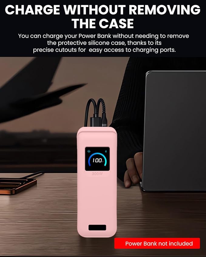 Silicone Case for Anker Prime Power Bank 300W 26,250mAh,Full-Body Protective Cover for Anker Prime Power Bank 300W,Precise Port Cutouts (Case Only) Pink