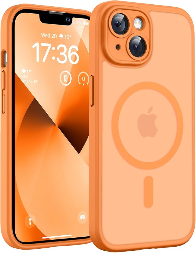TOCOL for Phone 13 Case, Compatible with Magsafe Charger, Full Camera Protection, Drop Protection, Translucent Matte Phone Case for iPhone 13 6.1 inch (Orange)
