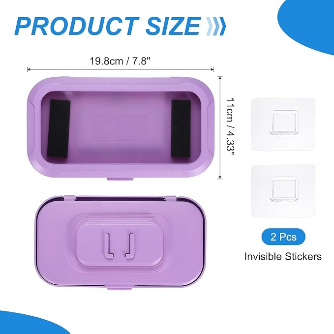 PATIKIL 2 Pcs Shower Phone Holder Waterproof, 360° Retractable Adjustable Shower Phone Case Anti Fog Wall Mount for Bathroom Mirror Bathtub Fit for 7-Inch, Purple
