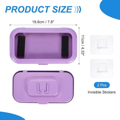 PATIKIL 2 Pcs Shower Phone Holder Waterproof, 360° Retractable Adjustable Shower Phone Case Anti Fog Wall Mount for Bathroom Mirror Bathtub Fit for 7-Inch, Purple