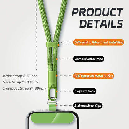KITANIS 2 Pack Phone Lanyard,2×Phone Wrist Strap,4×Tether Tabs,Universal Cell Phone Multifuctional Patch Polyester Lanyards,Cell Phone Hand Strap for Women and Men(pink+green)