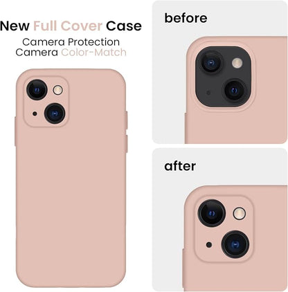 FireNova Designed for iPhone 13 Case, Silicone Upgraded [Camera Protection] Phone Case, Soft Anti-Scratch Microfiber Lining Inside, 6.1 inch, Pinksand