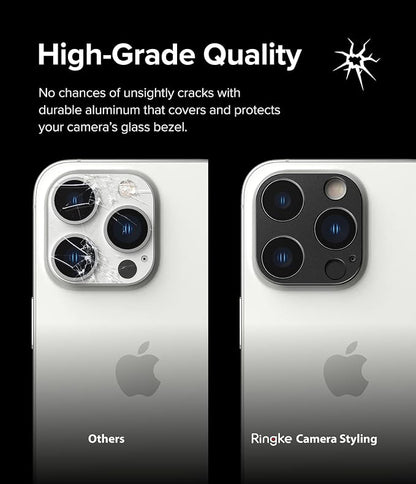 Ringke Camera Styling [Stylish Aluminum Frame] Compatible with iPhone 14 Pro Max Camera Lens Protector and iPhone 14 Pro Camera Lens Protector, Protective Metal Cover - Black