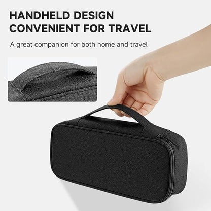 Teskyer Tech Organizer Pouch with Handle, Black | Water-Resistant Fabric, Adjustable Dividers, Multiple Compartments, Protective Lining, Travel and Office Use