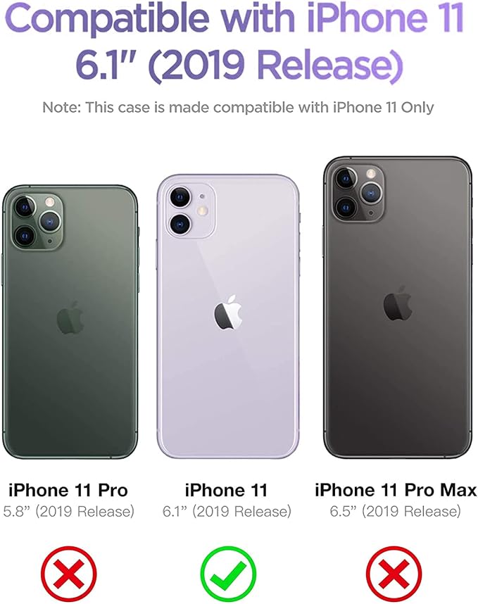 Temdan Designed for iPhone 11 Clear Case - Military-Grade Protection with Magnetic Kickstand - 6.1 inch
