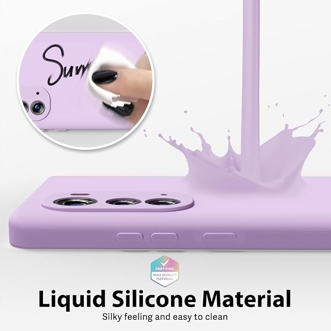 oakxco for Motorola Edge 2022 Phone Case Liquid Silicone Grip, Cute Thin Slim Soft Rubber TPU Plain Smooth Gel Cover for Women Girl, Matte Solid Protective & Shockproof, Lilac Lavender Light Purple