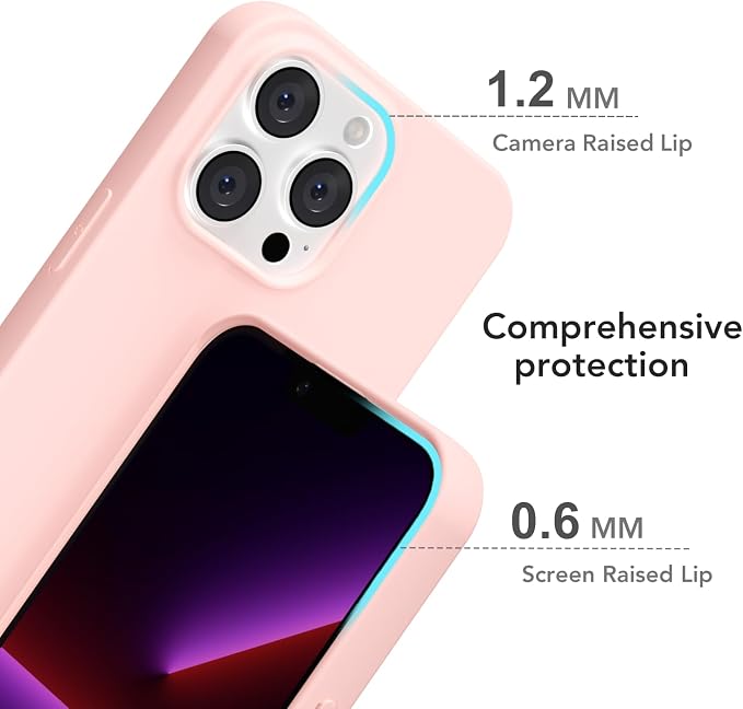for iPhone 13 Pro Case Silicone Compatible with Magsafe Case, Ultra Slim Thin Magnetic Phone Cases Mag Safe, Cute Soft Rubber Gel TPU Matte Plain Wireless Charging Cover for Women, Light Pink