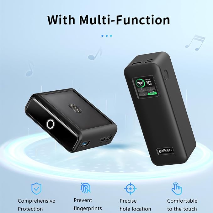 Case for Anker Prime 27,650mAh Power Bank (250W) and 100W Charging Base,NOUKAJU Silicone Protective Cover,Drop-Proof,Scratch-Proof,Protective Case for Anker Prime Power Bank 27,650mAh(Black)