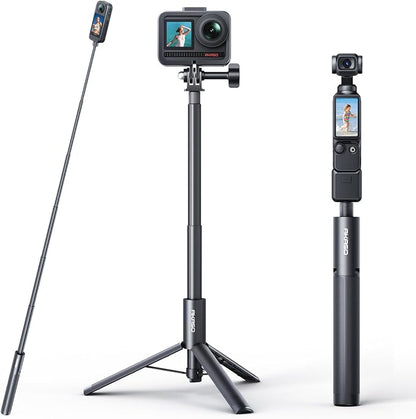 AKASO 47.2"/120cm Invisible Selfie Stick Tripod for Insta360 X5 X4 X3 Ace Pro, DJI Action Osmo 360 Pocket 3, GoPro Hero 13/12/11, AKASO 360/EK7000/EK7000 Pro, Brave 4/4 Pro, Brave 7/7 LE Action Camera