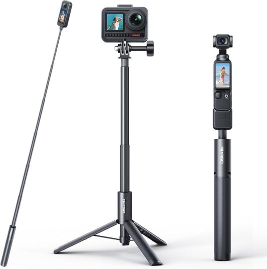 AKASO 47.2"/120cm Invisible Selfie Stick Tripod for Insta360 X5 X4 X3 Ace Pro, DJI Action Osmo 360 Pocket 3, GoPro Hero 13/12/11, AKASO 360/EK7000/EK7000 Pro, Brave 4/4 Pro, Brave 7/7 LE Action Camera