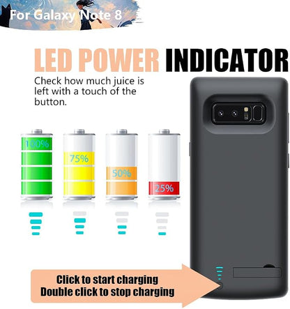 Sitong Upgraded Battery Case for Samsung Galaxy Note 8, 6500mAh Rechargeable Battery Charging Charger Case, Add 1.4X Extra Juice (6.3 Inches) Black