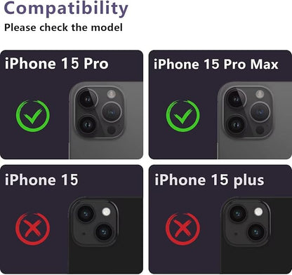 AFARER 2 Pack Camera Lens Protector for iPhone 15 Pro/15 Pro Max Len Protectors,with 9H Tempered Glass Protector 15Promax Accessories [Drop Protection]-Black