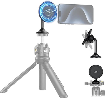 Magnetic Phone Tripod Mount Adapter with Arca Base &1/4" Screw Hole Compatible with MagSafe, 60° Tilt iPhone Tripod Holder for iPhone 17 16 15 14 13 12 Pro Max Plus, Selfie Stick Tripod Arca Ball Head