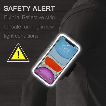 iPhone 17 16 15 Armband, JEMACHE Water Resistant Gym Running Workouts Arm Band for iPhone 17 16 15 14 13 12 Pro (Black)