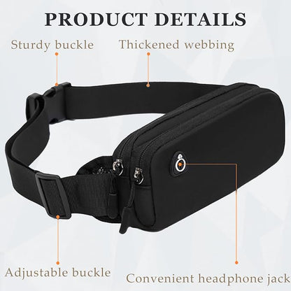 Running Belt for Women Waterproof Slim Running Belt Fanny Pack Ultra Light Waist Pack Bag Adjustable Running Waist Pouch Phone Holder for Hiking Cycling Workout Sports with Headphone Port