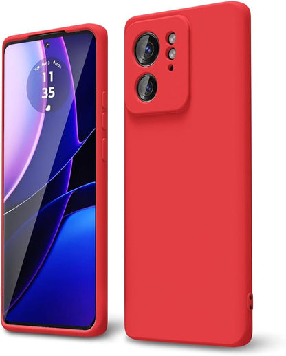 oakxco for Motorola Moto Edge 2023 Phone Case Liquid Silicone, Thin Slim Soft Rubber Gel TPU Plain Protective Simple Cover for Women Girl Cute, Matte Solid Color Aesthetic, Red