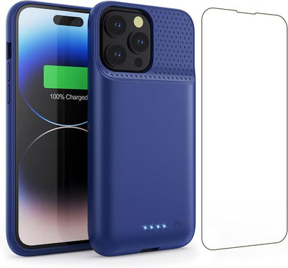 Battery Case for iPhone 14Plus/14Pro Max/13Pro Max,Powerful 8600mAh Portable Protective Charging Case,Rechargeable Extended Battery Charger Case for iPhone 13Pro Max/14Plus/14Pro Max(6.7 Inch),Blue