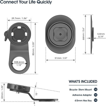 CQ Bike Phone Mount, 1s Lock/Release Bike Phone Holder for Bike Stem, Universal Aluminum Bicycle Handlebar Phone Mount, Upgraded Stable MTB Road Mountain Bike Cell Phone Clip for iPhone and More