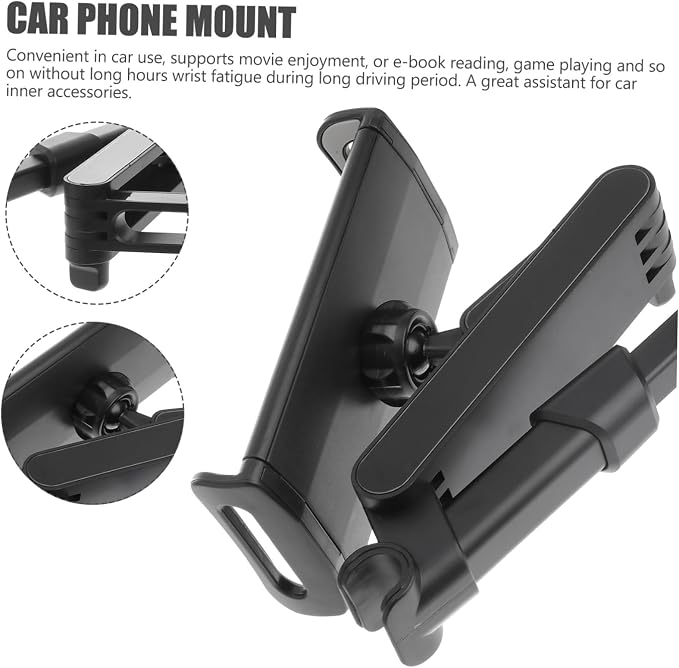 Homoyoyo 1pc Car Seat Headrest Phone Holder Tablet Mount for Rear Seat Compatible with Devices Sturdy Arm for Stability for Family Travel and Entertainment