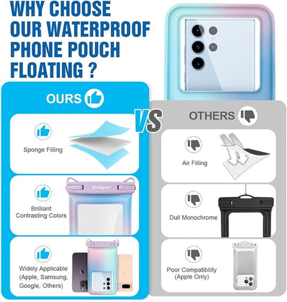 Rynapac [Floatable] Waterproof Phone Pouch 2 Pack - [Up to 8.5"] IPX8 Floating Waterproof Phone Case Dry Bags with Adjustable Lanyard for Beach Vacation Travel Cruise Ship Pool Kayak Essentials