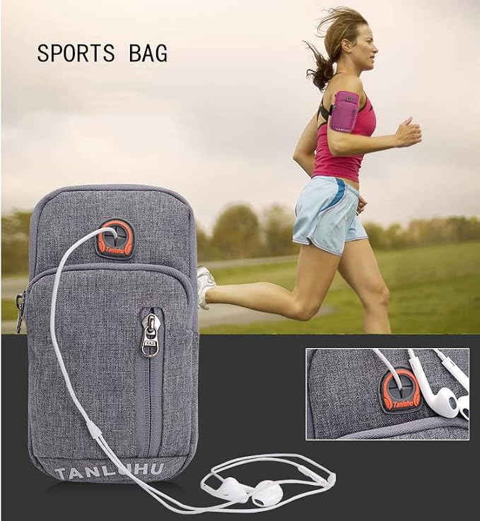 Men Women Sport Running Armband Cellphone Holder Pouch Crossbody Shoulder Purse Arm Bag for Samsung Galaxy S22 Ultra Plus S20 FE S21 Fe A53 5G A12 A13 5G A22 A32 A52 Pixel 6 Pro Moto G Pure (Black)