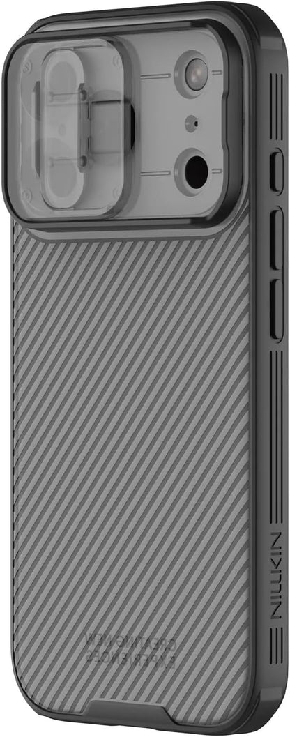 Nillkin for iPhone 17 Pro Case with Slide Camera Cover, Thin Slim Fit, Shockproof Protective, Protector Privacy, Phone Case iPhone 17 Pro Camera Lens Protector 6.3 inch, Transparent Black