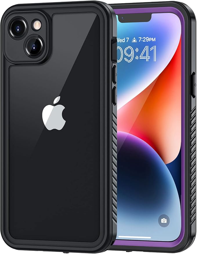 Lanhiem for iPhone 14 Case, IP68 Waterproof Dustproof Shockproof 14 Case with Built-in Screen Protector, Full Body Sealed Protective Front and Back Cover for iPhone 14, 6.1 inch (Purple)