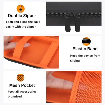 Elonbo Carrying Case for Apple MagSafe Charger Battery Pack, Hard Travel Organize Bag for Mag Safe Magnetic Power Bank for iPhone 13/13 Pro, Extra Mesh Pocket Fits Power Adapter, Black+Orange