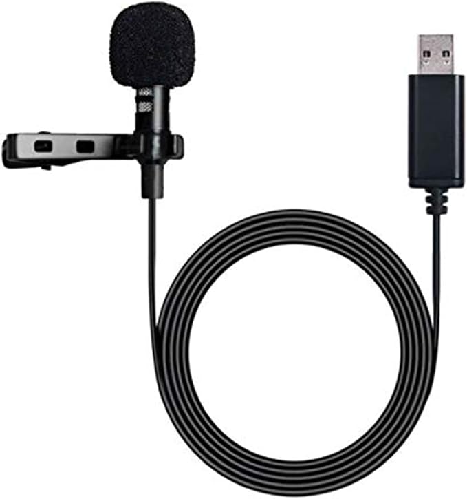 USB Type-A Microphone Lavalier Lapel Clip on Mic with 6.7ft Cable for Laptop Computer PC, Streaming Conferencing,Interview, Singing, Skype, MSN, Audio Video Recording,Clear & Natural Sound,Black