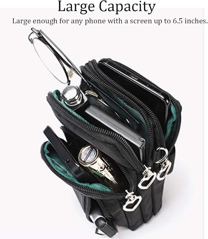 Outdoor Sweat-Proof Running Armbag Cross-Body Shoulder Casual Wallet Purse Crossbody Bag Gym Fitness Cell Phone Key Holder for iPhone 13 12 Pro Max Xs Max/Xr,Galaxy Note 10, P30 Pro,Black
