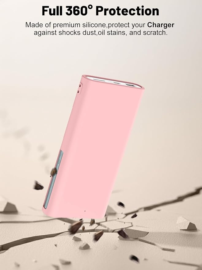 Silicone Protective Case Compatible with OnePlus SuperVooc Power Bank 12,000mAh All-Port Portable Charger, Full-Body Protective Cover with Precise Cutouts, Shockproof & Scratch-Resistant Sleeve (Pink)