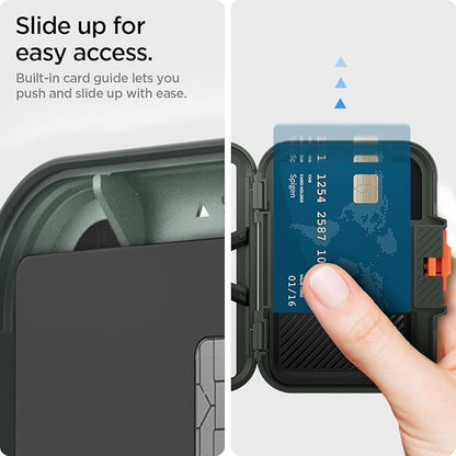 Spigen for MagSafe Wallet, Heavy Duty Hardshell Magnetic Card Holder Compatible with iPhone 17/16/15/14/13/12 Pixel 10 Series MagSafe-Cases Pixelsnap Holds 5-6/7-8 Cards