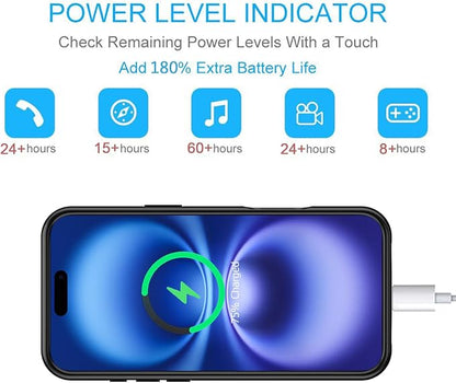 Battery Case for iPhone 16, Upgraded 10000mAh Portable Protective Charging Case with Wireless Charging Compatible with iPhone 16 (6.1 inch) Rechargeable Battery Pack Charger Cover with Carplay (Black)