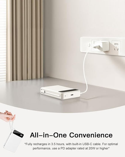Magnetic Power Bank, 10,000mAh Wireless Portable Charger for Mag-Safe 15W Fast Charging, Battery Pack with USB-C Cable 20W in/Out for iPhone Air/17/16/15/14/13/12/Plus/Pro/Pro Max, AirPods & More