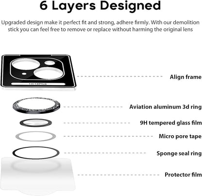 Jeluse 2X2 Pack Camera Lens Protector for iphone 14 Plus for iphone 14, 9H Tempered Glass Screen Protector Cover [Alignment Kit Eazy installation] Metal Individual Ring