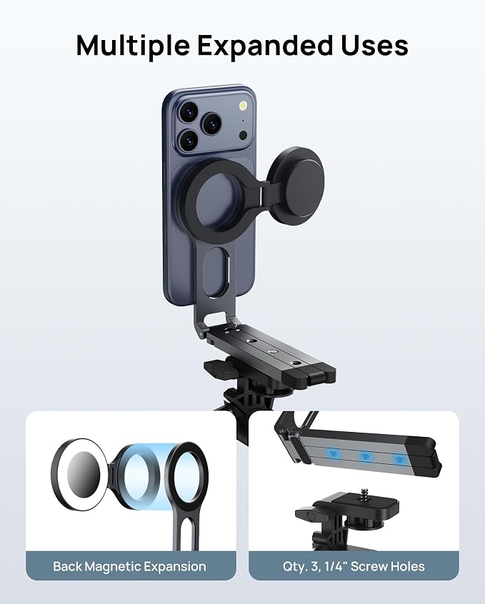 SODI Magnetic Phone Tripod Stand for iPhone - Strong Magnet Foldable Cell Phone Stand for Vlog, Gym, Travel Essentials, Mini Tripod Phone Stand Compatible with iPhone 17 16 15 14 13 12 Series
