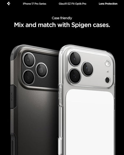 Spigen Camera Lens Screen Protector [GlasTR EZ Fit Optik Pro] Designed for iPhone 17 Pro Max | iPhone 17 Pro [Case Friendly] - Gray [2 Pack]
