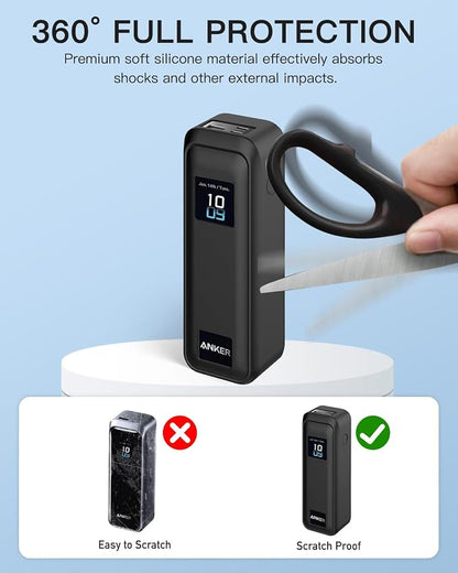 Silicone Case for Anker Prime Power Bank 220W 100mAh,Soft Silicone Protective Cover for Anker Prime Power Bank,Shockproof,Fall-Resistant,Black