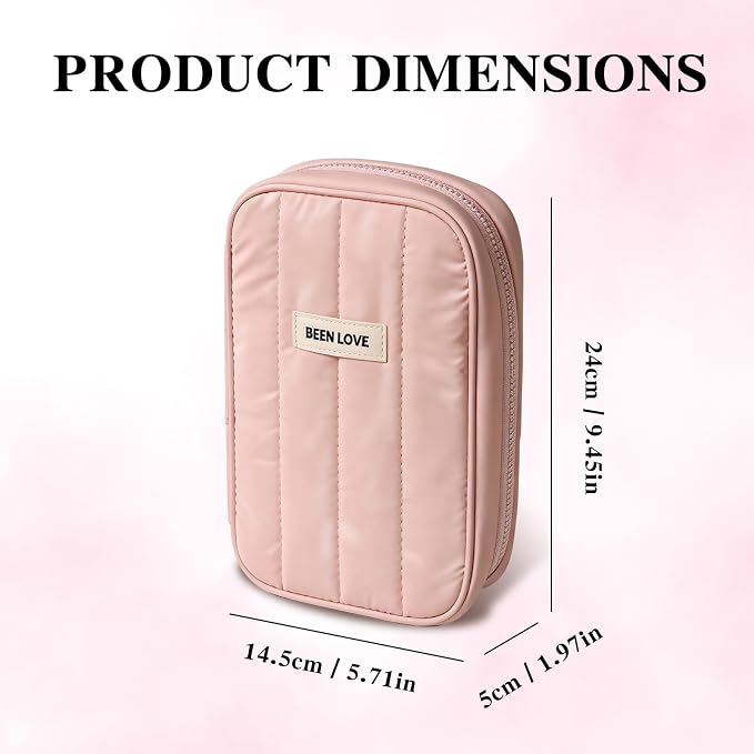 Cable Organizer Pouch, Splashproof Electronics Travel Organizer Multifunctional Portable Charger Case with Zipper (Pink)