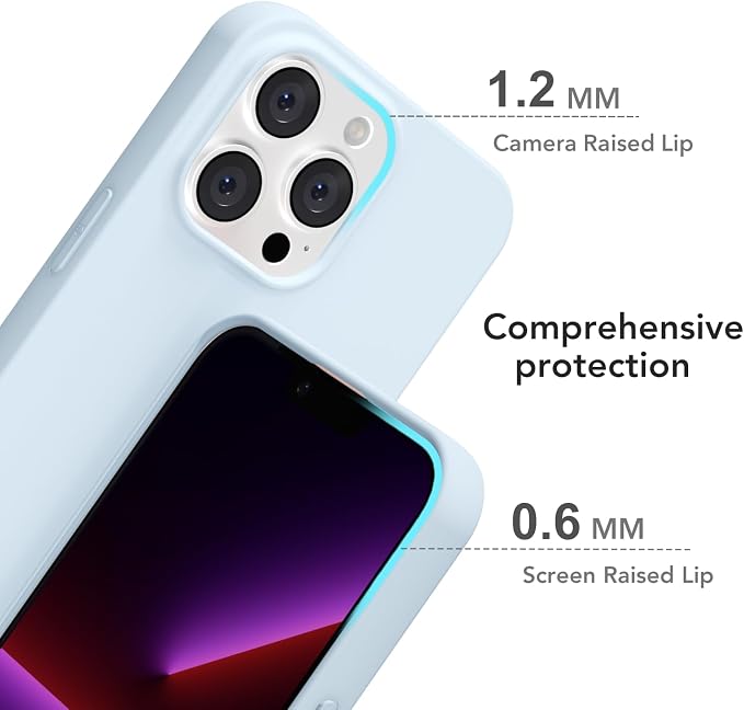 for iPhone 13 Pro Case Silicone Compatible with Magsafe Case, Ultra Slim Thin Magnetic Phone Cases Mag Safe, Cute Soft Rubber Gel TPU Matte Plain Wireless Charging Cover for Women, Light Blue