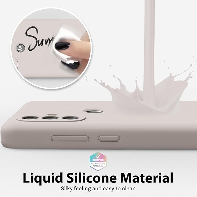 oakxco for Motorola Moto G Power 2022 Phone Case/Moto G Play 2023 Phone Case Liquid Silicone, Thin Slim Soft Rubber Gel TPU Plain Simple Cover for Women Girl Cute, Matte Solid Color,Beige Stone Cream