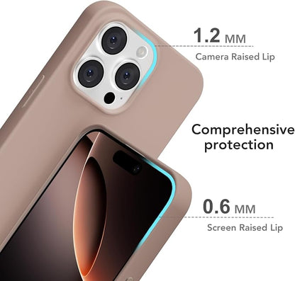 for iPhone 16 Pro Case Silicone Compatible with Magsafe Case, Ultra Slim Thin Magnetic Phone Cases Mag Safe, Cute Soft Rubber Gel TPU Matte Plain Wireless Charging Cover for Women, Brown