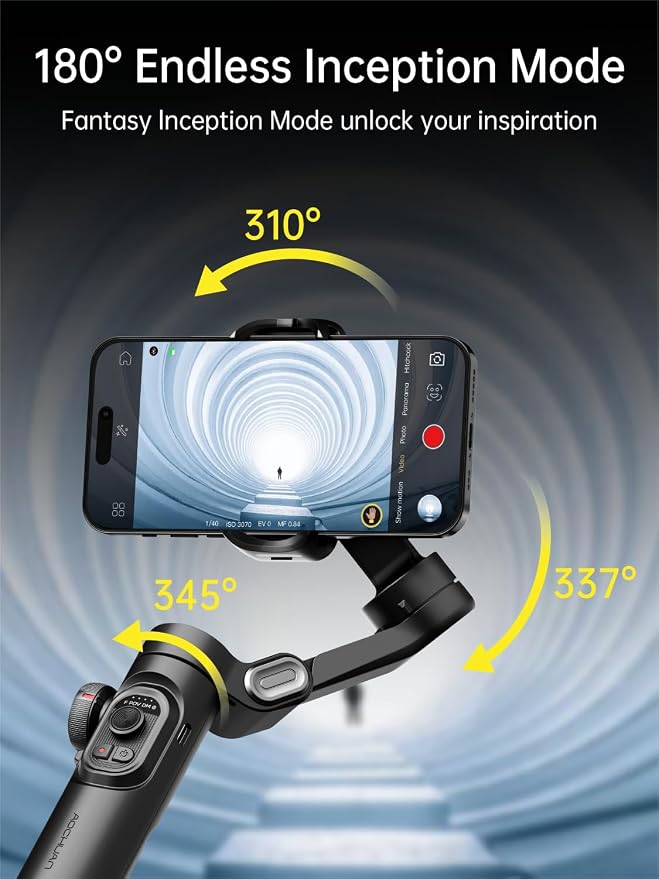 Phone Gimbal Stabilizer 3-Axis Smartphone Foldable Gimbal for iPhone Gimble with Focus Wheel-AOCHUAN Smart XE&AOCHUAN 1.7M Complete Camera Tripod& E10 Aluminum Extension Rod