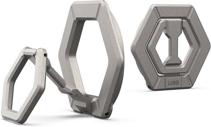 URBAN ARMOR GEAR UAG Magnetic Phone Ring Stand Compatible with MagSafe Magnet, Removable Metal Finger Ring Grip & 360 Rotation Adjustable Kickstand for iPhone 17, Galaxy S26, Titanium