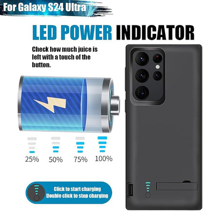 Sitong Battery Case for Samsung Galaxy S24 Ultra, 5000mAh Rechargeable Extended Battery Charging Charger Case, Add 100% Extra Juice, Not Compatible with S24 or S24+ (6.8 inch) Black