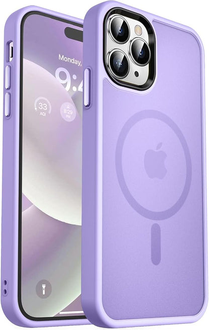 MOCCA Strong Magnetic for iPhone 14 Pro Max Case [Compatible with Magsafe] [10FT Military Grade Protective] Translucent Matte Slim Shockproof Case for iPhone 14 Pro Max 6.7" - Light Purple